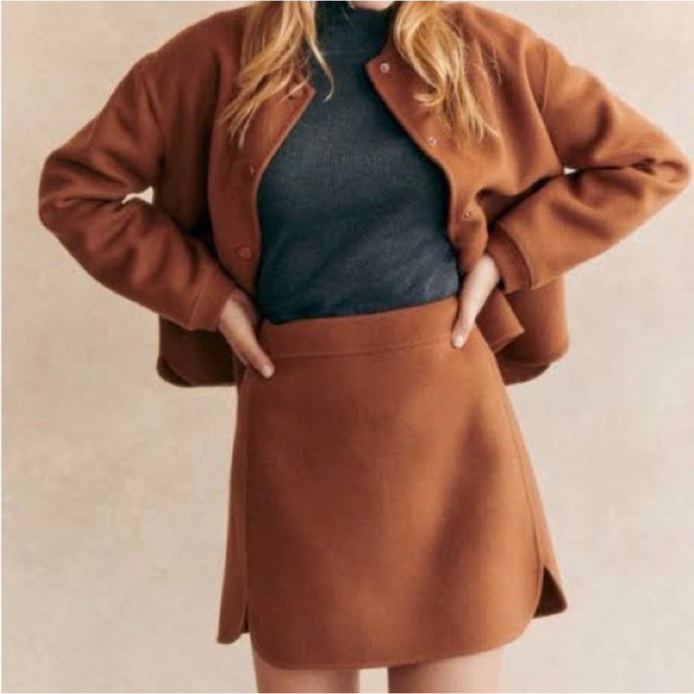 NWT Sezane Tania Wool Mini Skirt in Caramel - 36 / 4